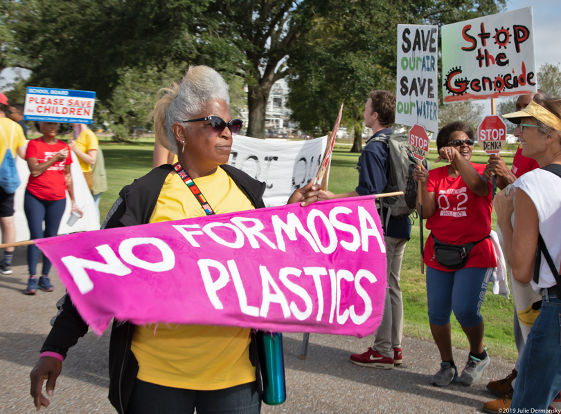 Gail Leboeuf of St. James protesting