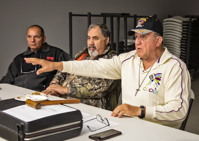 IDJC Tribal Councilman Tommy Dardar, Deputy Chief Wensceslaus Billiot Jr., and Chief Albert Naquin.