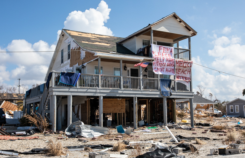 City Hall in Mexico Beach, Florida, after Hurricane Michael
