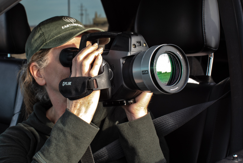 Sharon Wilson with her optical gas imaging camera