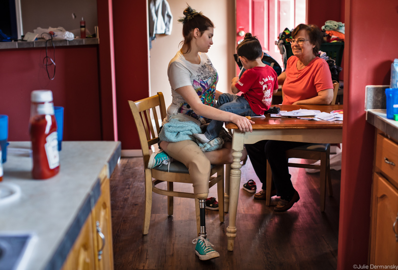 Rita Falgout and her family in her granddaughter's house.