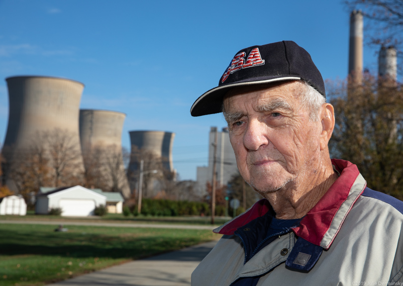 William Green walking past the closing Bruce Mansfield coal plant