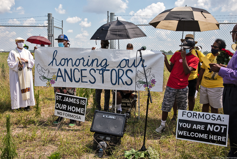 Banner for the Juneteenth ceremony honoring ancestors of RISE St. James' members