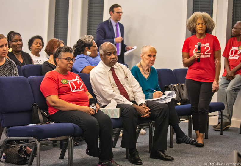 Lydia Gerard, right, expressing concerns at a public meeting on February 11, 2020