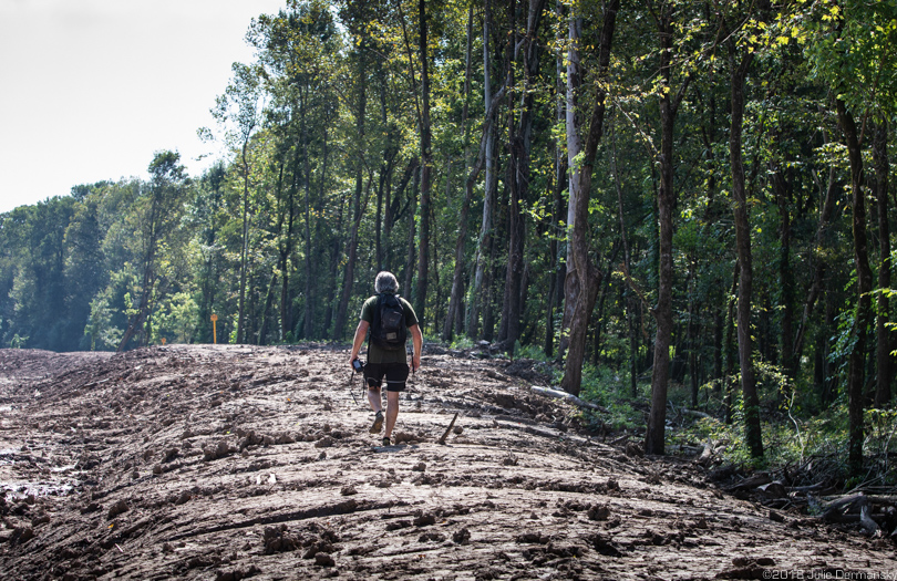 Dean Wilson crossing the disputed land in the Atchafalaya Basin