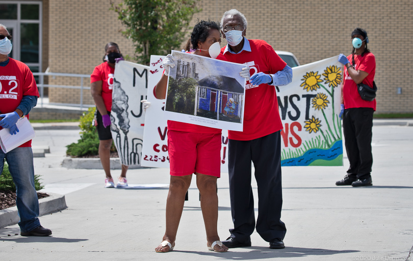 Robert Taylor and Sharon Lavigne at a Cancer Alley protest April 11