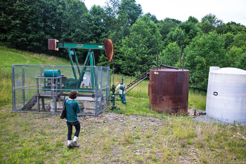 Justin Nobel with Mark Long, resident of Grant Township, Indiana Country, PA, checking a well on his property 