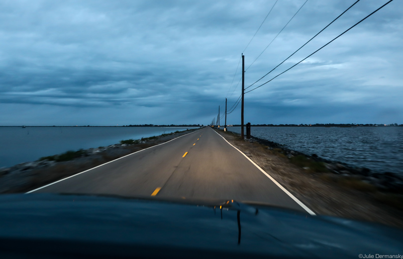 Island Road, the only one leading to Isle de Jean Charles, Louisiana