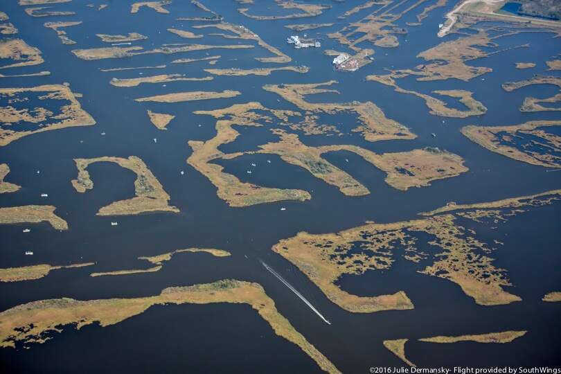 Golden Meadow, Louisiana, where land loss is severe due to the oil and gas industry activity