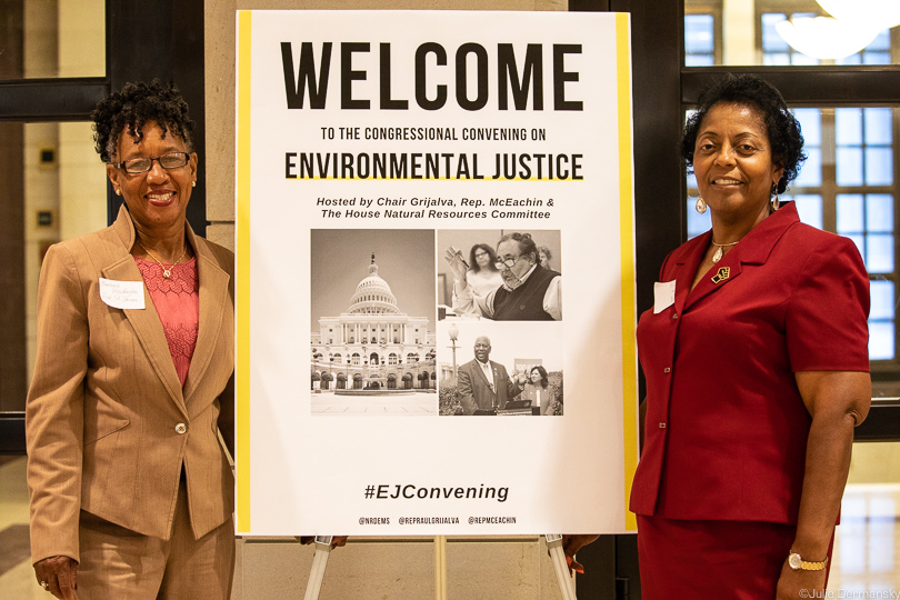 Barbara Washington and Sharon Lavigne of St. James Parish in the U.S. Capitol Visitor Center.