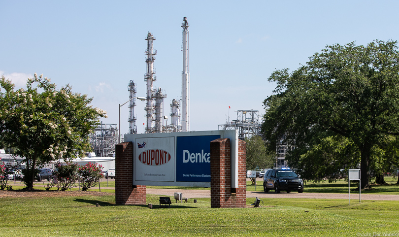 Security in front of Denka neoprene plant