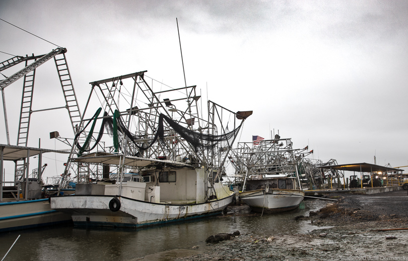 Idle shrimp boats in Buras, Louisiana