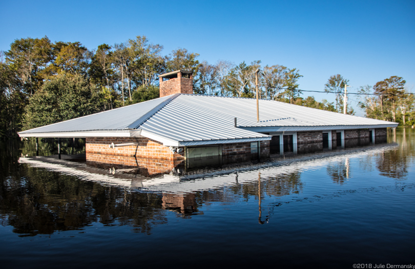 Flooded house on South Carolina coast