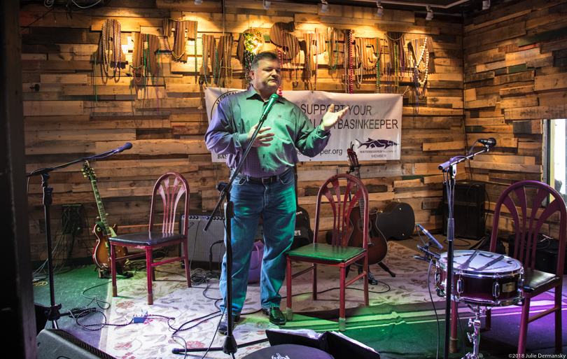 Jody Meche of the Louisiana Crawfish Producers Association-West speaking at a fundraiser