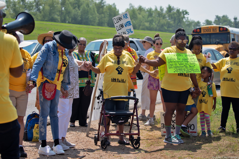 Geraldine Mayho with members of the Coalition Against Death Alley