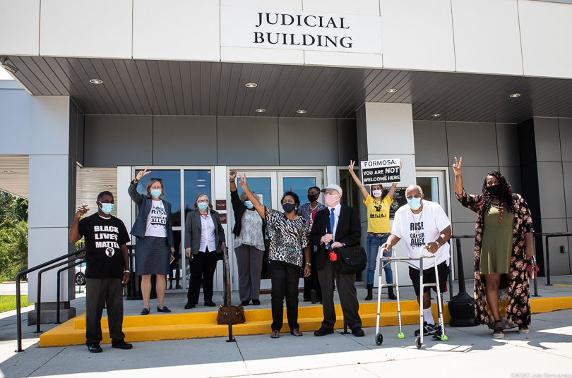 Sharon Lavigne and her supporters outside the Convent, Louisiana, courthouse after a victory against Formosa on June 18, 2020.