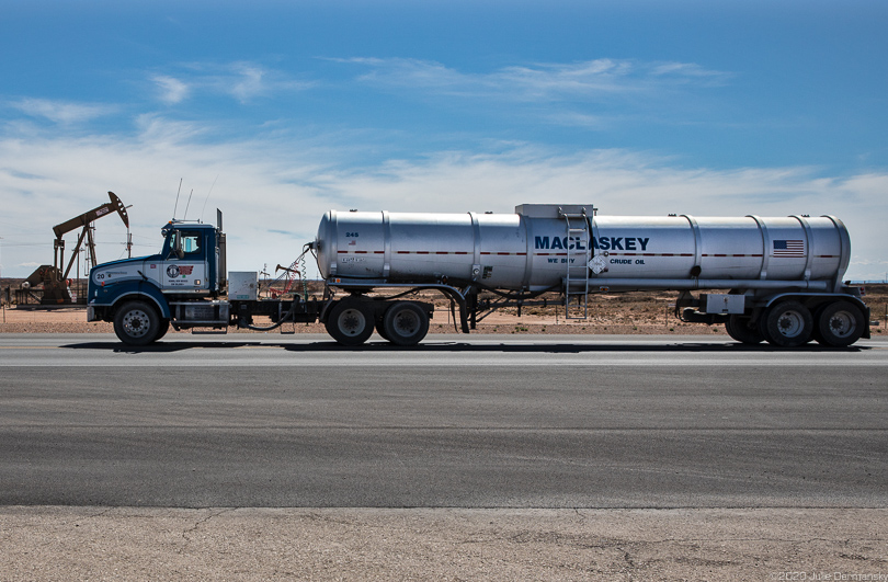 American flag painted on oil industry truck in Loco Hills, NM