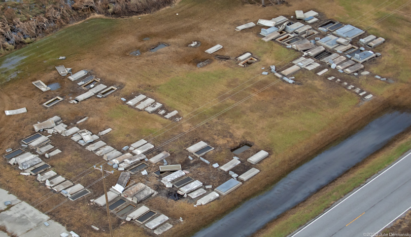 Cemetery damaged by Hurricane Laura in Cameron Parish on September 3, 2020