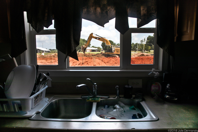 View from Tillies' kitchen of construction of the pipeline