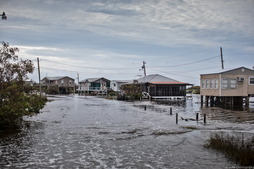 Flooding on Isle de Jean Charles' Island Road