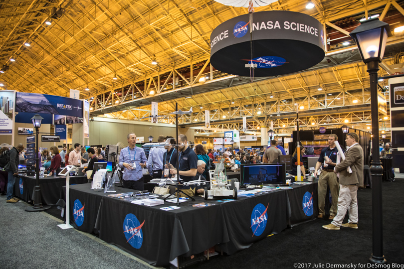NASA's booth at the 2017 American Geophysical Union meeting exhibition hall.