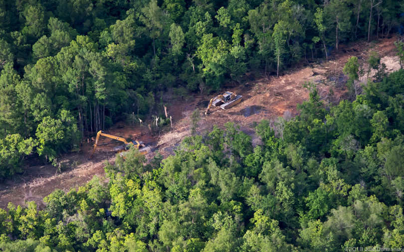 Aerial view of Bayou Bridge pipeline construction through the Atchafalaya Basin