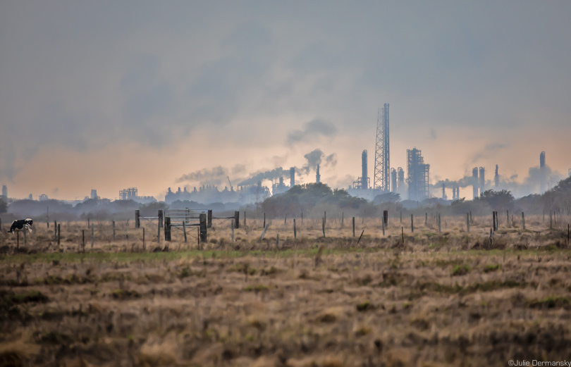 Formosa's Point Comfort plant and smoke over the rural landscape