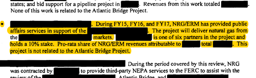 NRG supplemental disclosure form to FERC now showing work consistent with PennEast pipeline