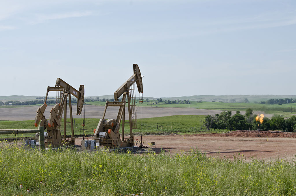 Moisture flare at the Obenour 1 and 2 well on the Evanson family farm in McKenzie County, North Dakota, east of Arnegard and west of Watford City.