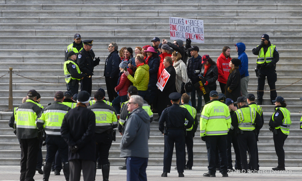 Actor Joaquin Phoenix confronted by Capitol Police on the steps of the U.S. Capitol