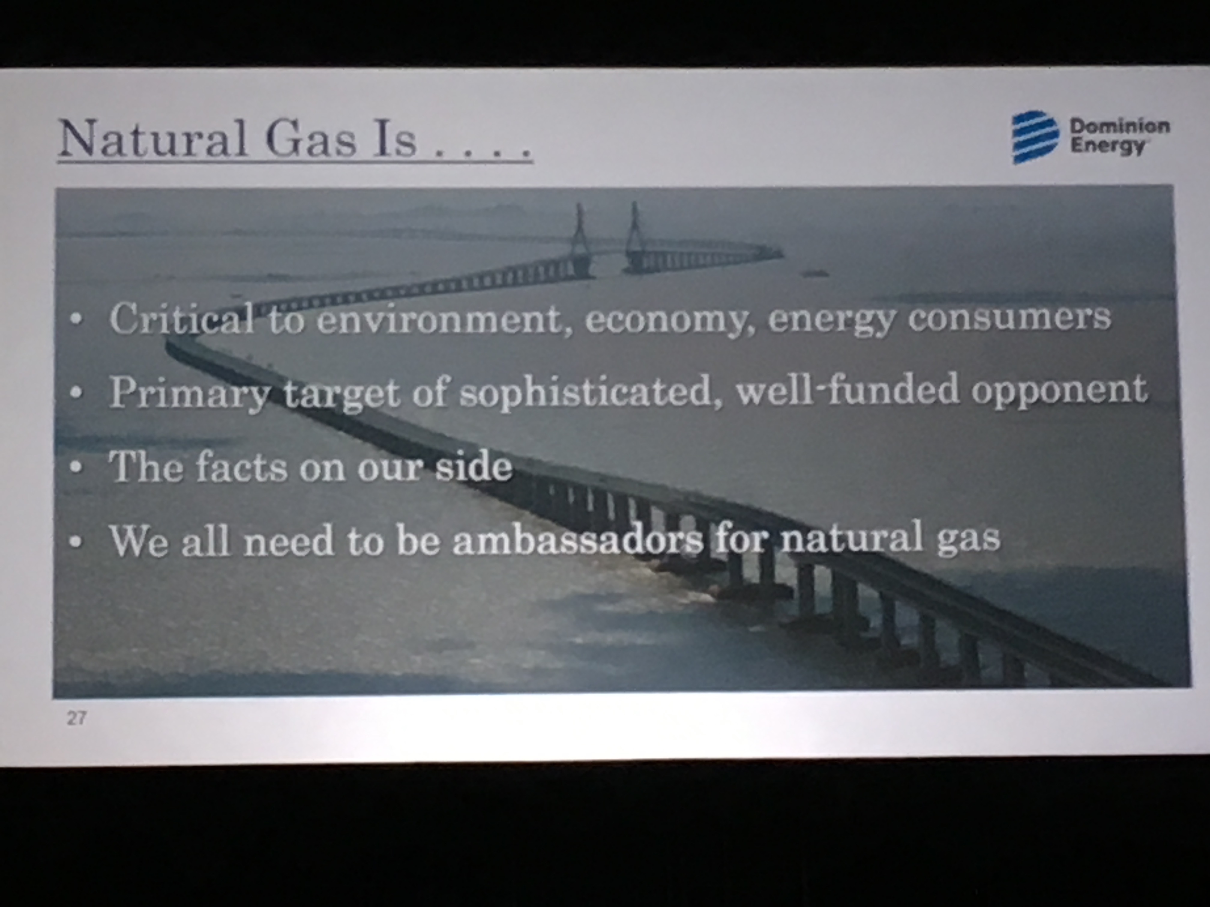 Slide from Dominion Energy on natural gas talking points