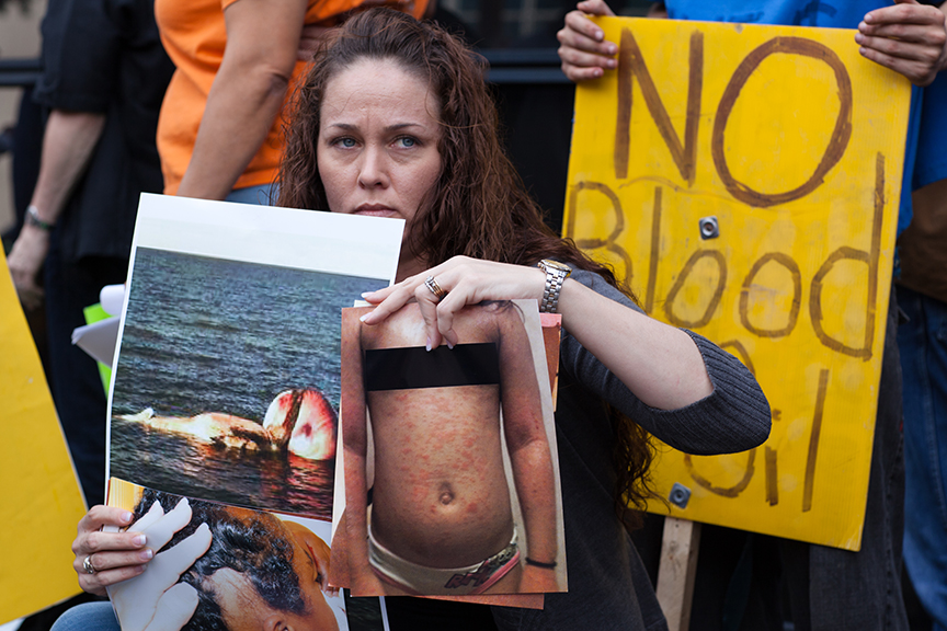 Kindra Arnesen protesting BP in 2012