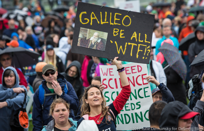 People holding signs in the March for Science.