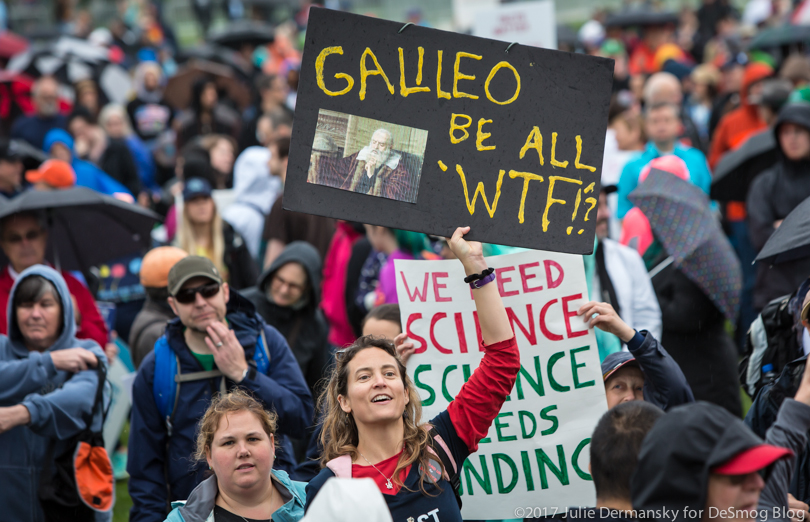 People holding signs in the March for Science.