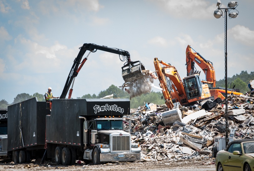 Temporary landfill on North Sherwood Forest Drive close to Monticello, in east Baton Rouge, Louisiana. 