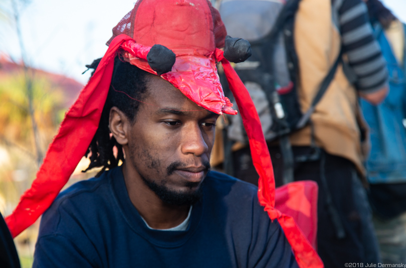 Protester dressed as a crawfish