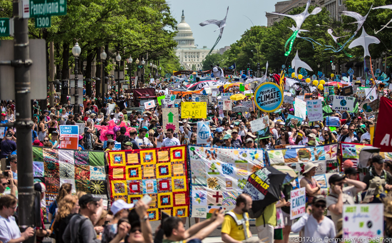 Crowds marching in DC at the People's Climate March