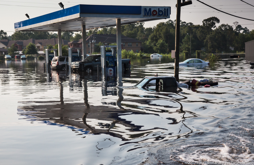 Mobil gas station underwater in Vidor, Texas