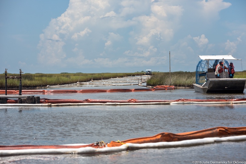 Oil spill containment boom in Louisiana