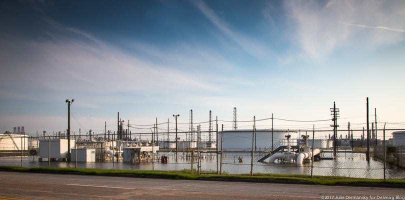 Standing water remains at the Motiva refinery in Port Arthur, Texas