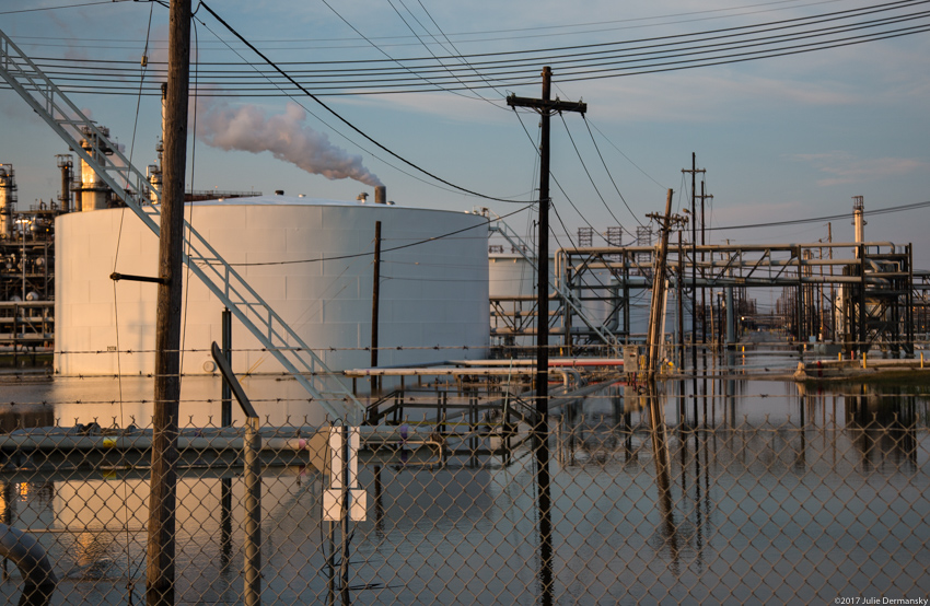 Flooded Motiva refinery in Port Arthur, Texas, after Hurricane Harvey