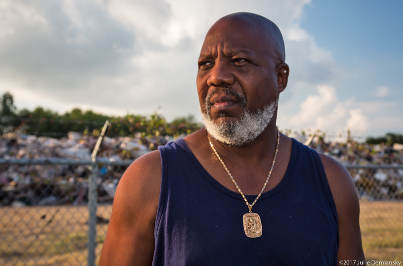 Hilton Kelley by the hurricane debris dump site in Port Arthur.