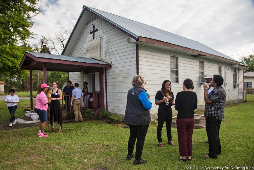 A gathering of St. James Parish community members and environmental advocates at Mount Triumph Baptist Church