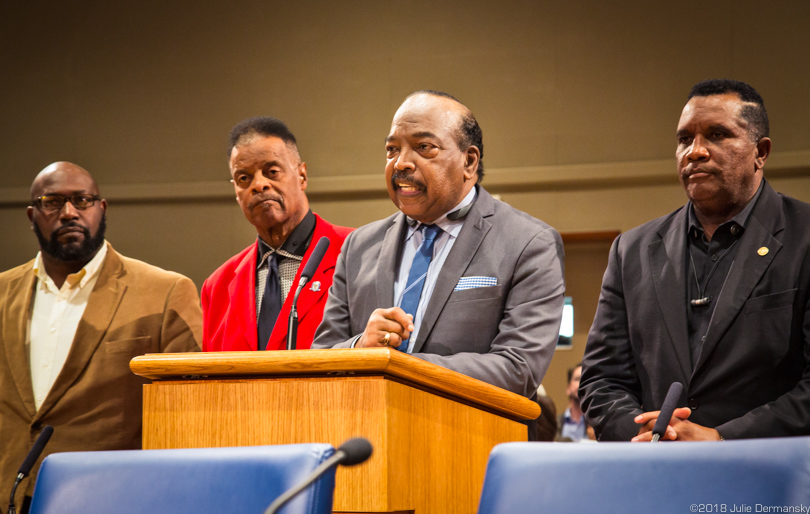 Rev. Willy Gabriel speaks in support of Entergy's gas plant in New Orleans East