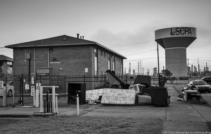 Port Arthur's Prince Hall Village Apartments across from a Valero refinery