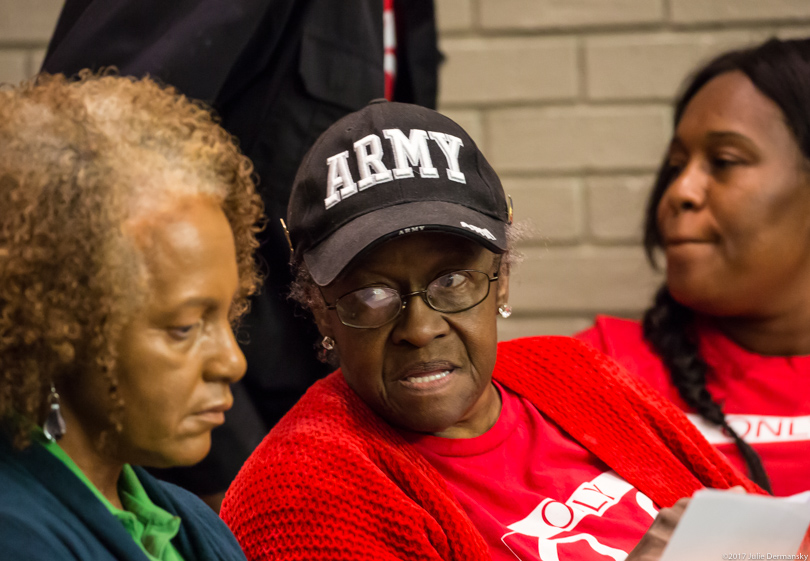 Geraldine Watkins (center) is considering running for public office to get action on air pollution