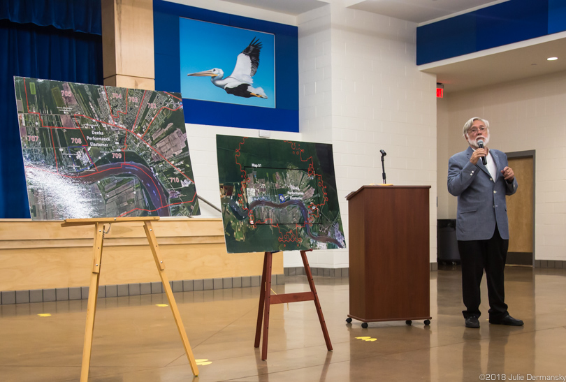 Attorney John Cummings at a school board town hall meeting in LaPlace, Louisiana.