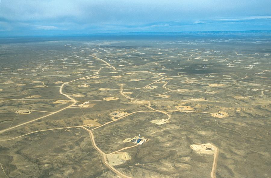 Wyoming gas field well pads