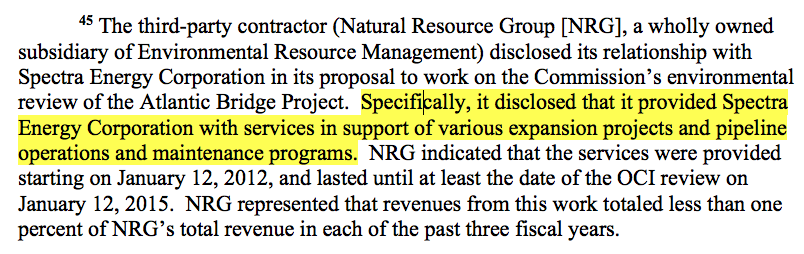 Section of text showing NRG's disclosures.