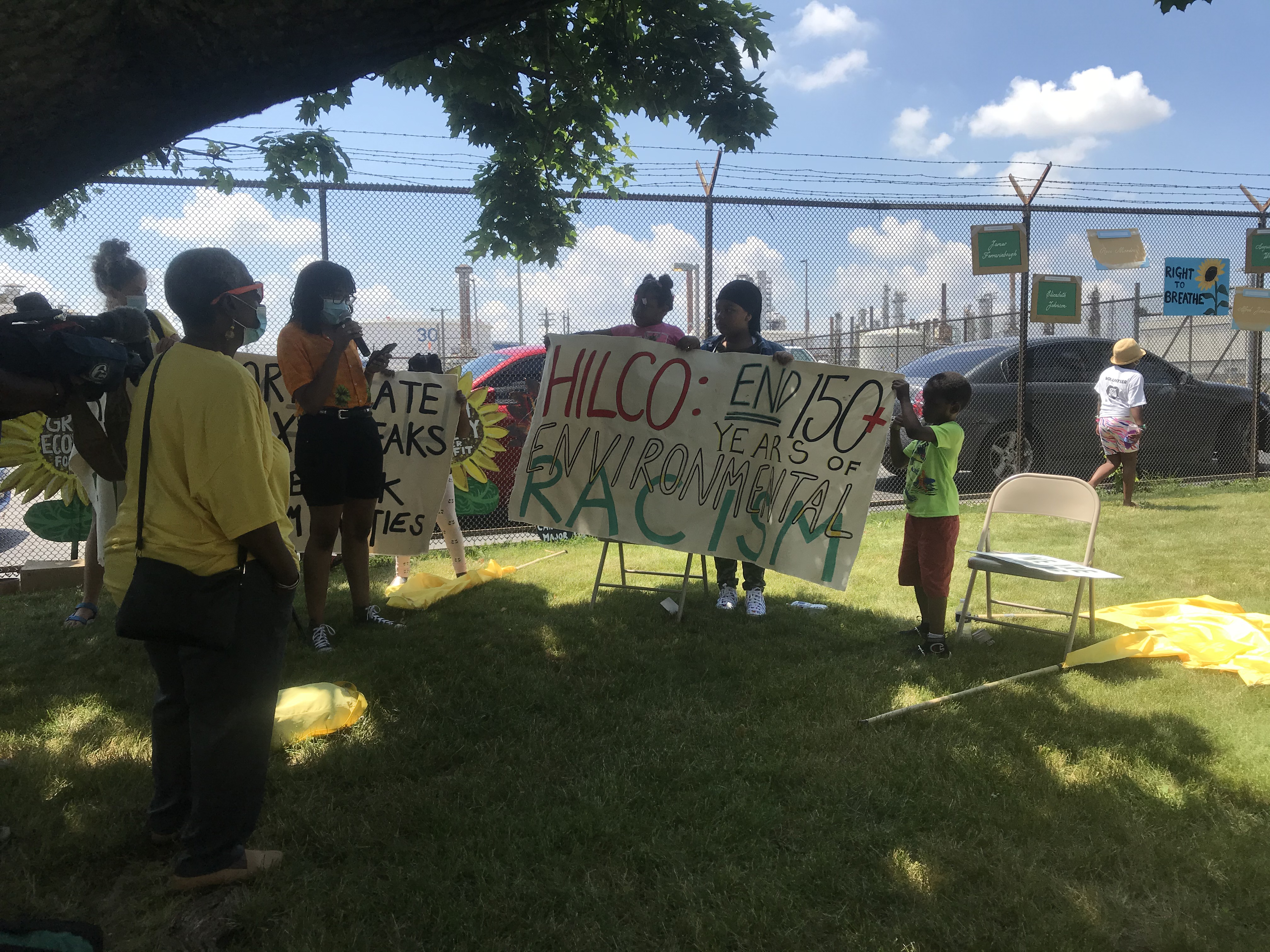 Carol Hemingway looks on as Avery Broughton, 18, and other South Philadelphia youth participate in the June 22 rally. 